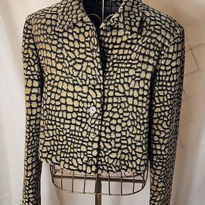 Vintage Emil Rutenberg Cropped Button Up  Animal Print Jacket Blazer Size L